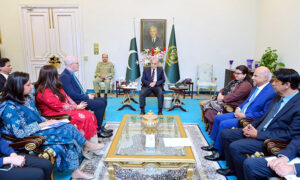A delegation of Meta calls on Prime Minister Muhammad Shehbaz Sharif.