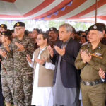 Federal Minister for Interior Mohsin Naqvi offering Fateha for the martyred police personnel