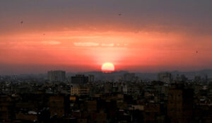 An attractive view of Sunset after a Monsoon rainy day in the city.