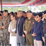 Federal Minister for Interior Mohsin Naqvi attending funeral prayer of martyred police personnel