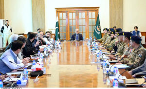 Prime Minister Muhammad Shehbaz Sharif chairs a session of the Apex Committee of the National Action Plan.