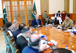 Prime Minister Muhammad Shehbaz Sharif chairs a session of the Apex Committee of the National Action Plan.