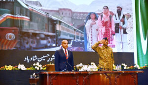 Prime Minister Muhammad Shehbaz Sharif and Chief of Army Staff General Syed Asim Munir attending National Youth Convention.