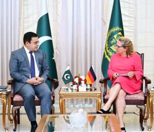 German Federal Minister for Economic Cooperation and Development Mrs. Svenja Schulze along with her delegation calls on Minister for Economic Affairs Ahad Khan Cheema.