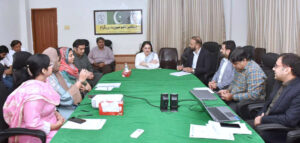 Chairperson BISP, Rubina Khalid chairing a meeting with the officers of BISP at Zonal Office Karachi.