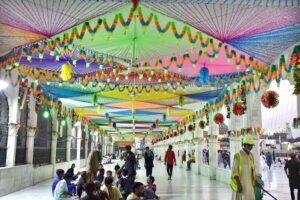 An inner view of Data Darbar decorated in connection with 981 Urs Celebration of Data Ali Hajveri(RA)