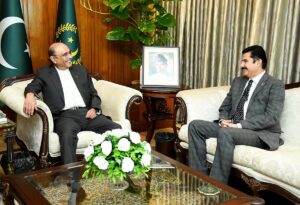 Governor Khyber Pakhtunkhwa, Mr Faisal Karim Kundi, called on President Asif Ali Zardari, at Aiwan-e-Sadr.