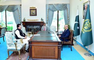 Former Chairman Senate and Member of Balochistan Assembly Sadiq Sanjrani calls on Prime Minister Muhammad Shehbaz Sharif.