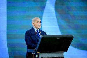 Prime Minister Muhammad Shehbaz Sharif addresses a banquet ceremony organized in honor of Olympic Gold Medalist Arshad Nadeem at the Prime Minister's House