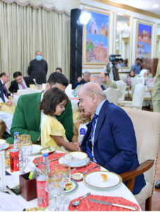 Prime Minister Muhammad Shehbaz Sharif hosted a banquet in honor of Olympic Gold Medalist Arshad Nadeem, his Family and other Olympians and national athletes at the Prime Minister's House