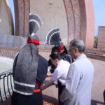 The President of Asian Development Bank Masatsugu Asakawa is laying floral wreath at Yadgar Shuhada at Pakistan Monuments