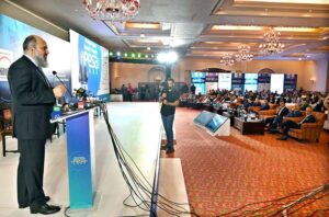 Federal Minister for Commerce, Jam Kamal Khan Addressing a 7th Pharma Export Summit and Awards 2024 ceremony at local hotel in federal capital.