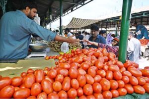 A vendor displaying bananas to attract the customers at his stall in the Sunday Bazaar, Aabpara
