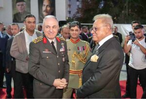 Ambassador Dr. Yousaf Junaid addressing the audience on Defence and Martyrs Day reception held in Ankara.
