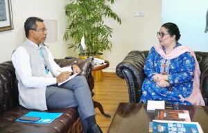 Representative of UNICEF in Pakistan, Abdullah A. Fadil calling on Coordinator to Prime Minister on Climate Change, Romina Khurshid Alam in Federal Capital.