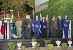 Ambassador Dr. Yousaf Junaid addressing the audience on Defence and Martyrs Day reception held in Ankara.