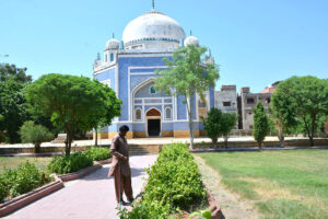 A beautiful view of the historic Tomb of Mian Ghulam Nabi Kalhoro, the founder of Hyderabad, located in Kalhora Colony.