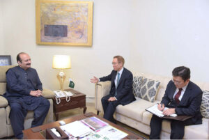 Chairman Prime Minister's Youth Programme Rana Mashhood Ahmed Khan in a meeting with Ambassador of Republic of Korea Park Kijun