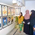 Visitors are keenly viewing pictorial exhibition after inaugurating at FAC Art Gallery to mark Pakistan Defense Day