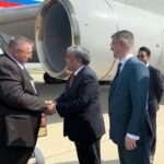 Additional Foreign Secretary (Europe) Shafqat Ali Khan, receives Deputy Prime Minister of the Russian Federation, Alexei Overchuk, on arrival at the Islamabad International Airport