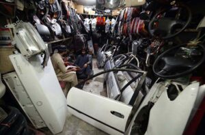 Consumers are looking for imported car accessories and spare parts at the largest market for new and used auto parts in Shuba Bazaar .
