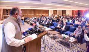 Federal Minister for Commerce Jam Kamal Khan Addressing ICCI's 40th Anniversary Ceremony