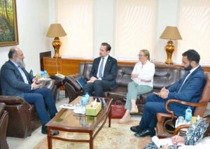 Federal Minister Jam Kamal and UK Trade Commissioner Oliver Christian Discuss Strengthening Bilateral Trade and Exploring New Avenues for Partnership.