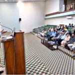 IGP (R) Dr. Sultan Azam Tamuri addressing a seminar on International Day of Police Cooperation organized by SOS & NSU at National Skills University