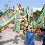 A vendor displays decorative items in connection of Eid Milad-un-Nabi (PBUH) as Muslims celebrate Eid Milad un Nabi, the birthday celebration of prophet Hazrat Muhammad (PBUH) on the 12th day of Rabi’ al-awwal in the city
