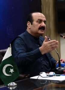 Chairman Prime Minister’s Youth Programme Rana Mashhood Ahmad Khan addresses a press conferences at PID media center.