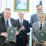 Prime Minister Muhammad Shehbaz Sharif and Deputy Prime Minister of Russian Federation witness signing of a Memorandum of Understanding between Pakistan and Russia to increase cooperation in different fields