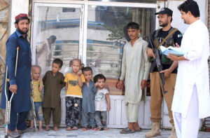 - A female health worker administering polio drops to a child during 7-day Pakistan Polio Eradication Programme 2024 in provincial capital.