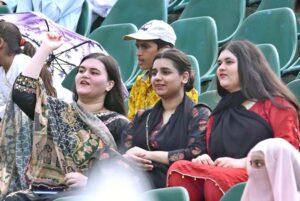 Spectators watching 3rd day of the 2nd Test match between Pakistan and Bangladesh at the Rawalpindi Cricket Stadium