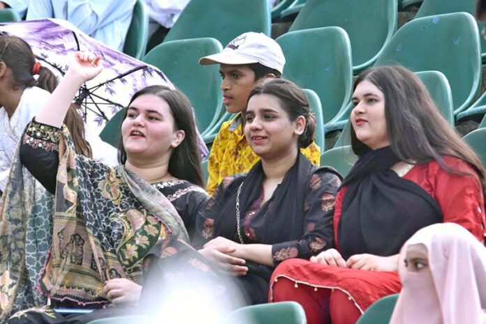 Spectators watching 3rd day of the 2nd Test match between Pakistan and Bangladesh at the Rawalpindi Cricket Stadium