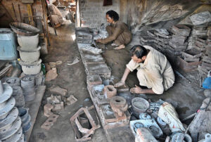 Ironsmiths skillfully recycle iron, melting and transforming it into dies to create new slabs,their craftsmanship breathes new life into metal at Goods Naka area