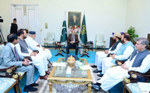 A delegation of parliamentarians of PMLN from KP calls on Prime Minister Muhammad Shehbaz Sharif.