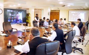 Federal Minister for Finance and Revenue, Senator Muhammad Aurangzeb, chairs the virtual meeting of the Cabinet Committee on State-Owned Enterprises (CCoSOEs) at the Finance Division