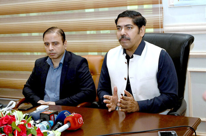 Provincial Secretary Industry Ehsan Bhatta is Talking to the media in connection with World Tourism Day at Poonch House Chaubarji Chowk