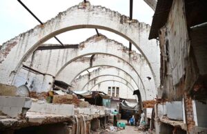 The roof of the old fish market near the clock tower is damaged and requires the attention of the concerned authorities.