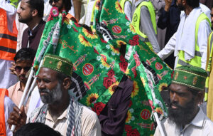 A large number of people taking part at religious procession of Eid Milad-un-Nabi