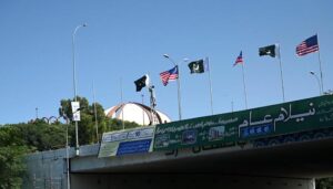 Flags of Pakistan and Malaysia adorn Zero Point Interchange, welcoming Malaysia's Prime Minister Datuk Seri Anwar Ibrahim for his first official visit to Pakistan in the first week of October.