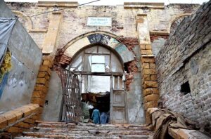 The roof of the old fish market near the clock tower is damaged and requires the attention of the concerned authorities.
