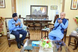 Prime Minister Muhammad Shehbaz Sharif offering condolences to IG Islamabad Syed Ali Nasir Rizvi on the demise of his mother