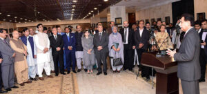 Speaker National Assembly Sardar Ayaz Sadiq inaugurating Calligraphy Exhibition in-connection to celebrate the Eid Milad-un-Nabi (SAW) at Parliament House.
