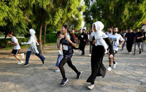 Participants take part in the 8th edition of the 'Save Tomorrow' Run & Walk, addressing the issue of drug abuse in society, hosted by the Karim Khan Afridi Welfare Foundation (KKAWF) at Fatima Jinnah Park (F-9) in the Federal Capital