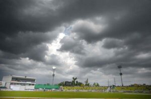 Pakistani batsman Salman Agha in action during the fourth day of 2nd test match between Pakistan and Bangladesh at Rawalpindi Cricket Stadium.