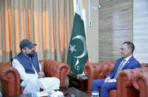 Indonesia's Chargé d'Affaires, Rahmat Hindiarta Kusuma call on Federal Minister for Inter-faith harmony Chaudhary Salik Hussain.