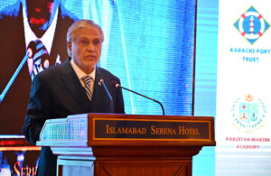 Deputy Prime Minister and Minister for Foreign Affairs, Senator Mohammad Ishaq Dar addressing the International Maritime Sustainability Exhibition & Conference Pakistan IMSEC-2024.