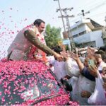Newly appointed Provincial Minister Ushr and Zakat Rana Munawar Ghous Khan being warmly welcomed upon his arrival