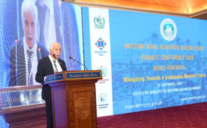 Deputy Prime Minister and Minister for Foreign Affairs, Senator Mohammad Ishaq Dar addressing the International Maritime Sustainability Exhibition & Conference Pakistan IMSEC-2024.